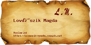 Lovászik Magda névjegykártya
